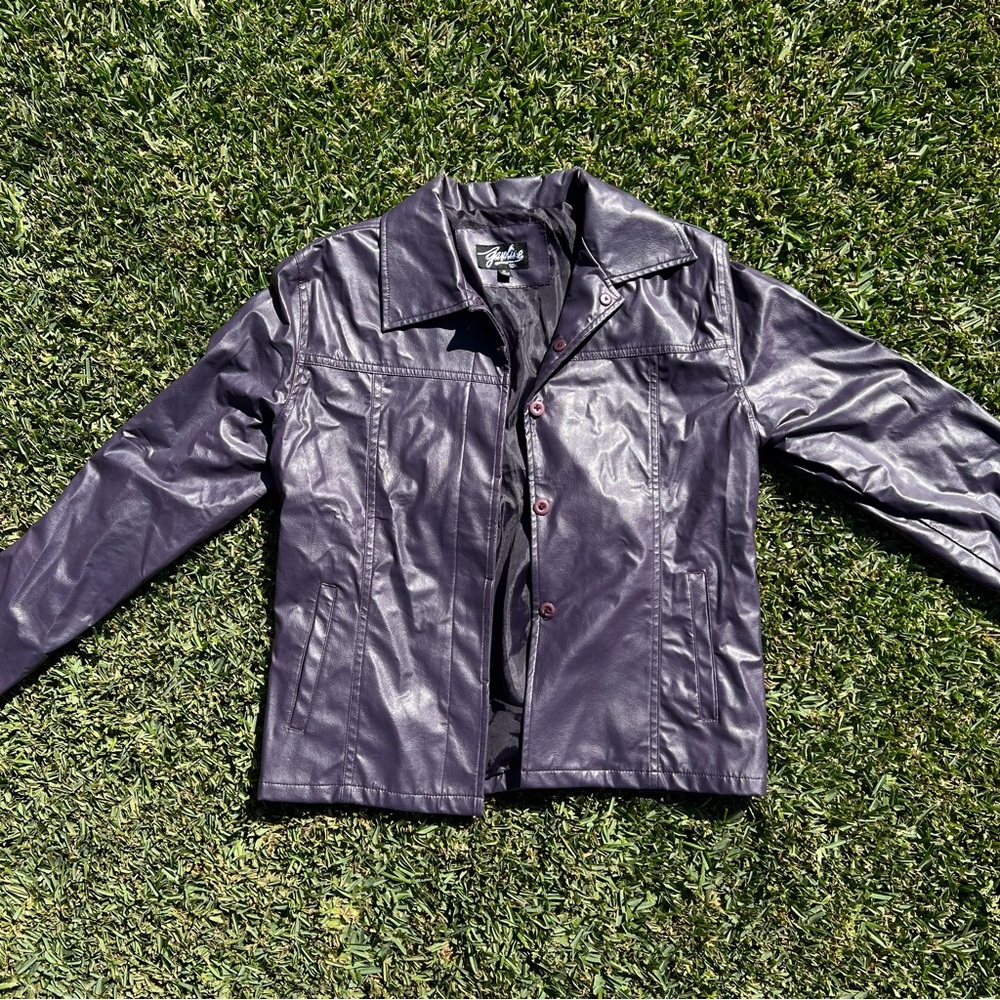 90s Gasoline Purple Pleather Jacket